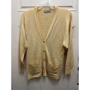 Mac Elton Made In England Yellow Spring Cardigan With Gold Buttons Size Large